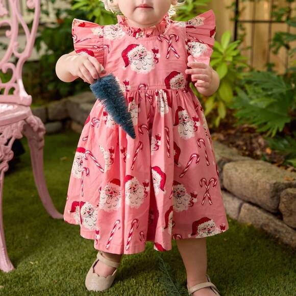 NEW PINK CHICKEN baby girls jennifer dress in pink candy cane santas